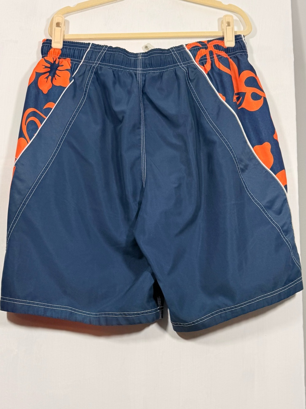 Speedo Navy Blue Swim Board Shorts with Orange Floral Panels - Picture 7 of 12